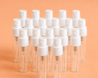 Clear Glass Perfume Sample Vials, 0.82 mL, Spray or Dipper Tops (Set of 50)