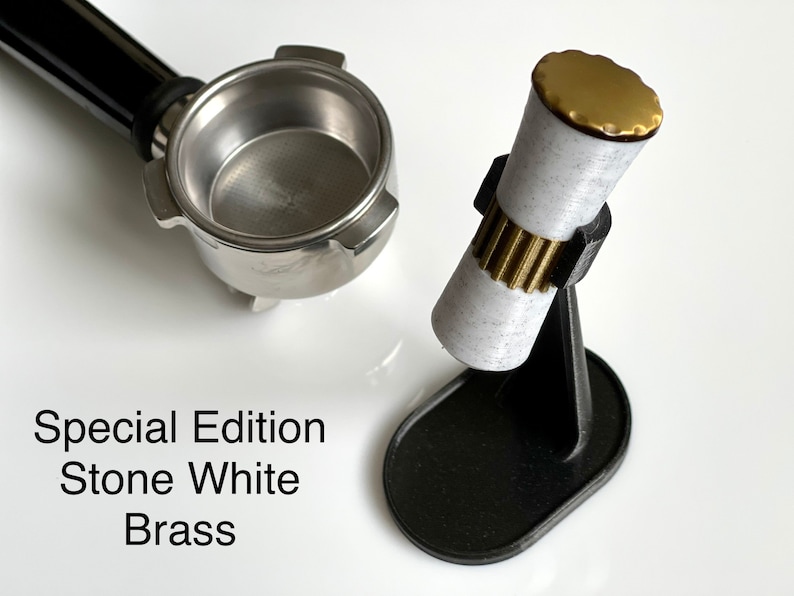WDT Tool Espresso Distribution Tool Copper, Nickel, or Special Edition Stone White Brass Finishes Stone White & Brass