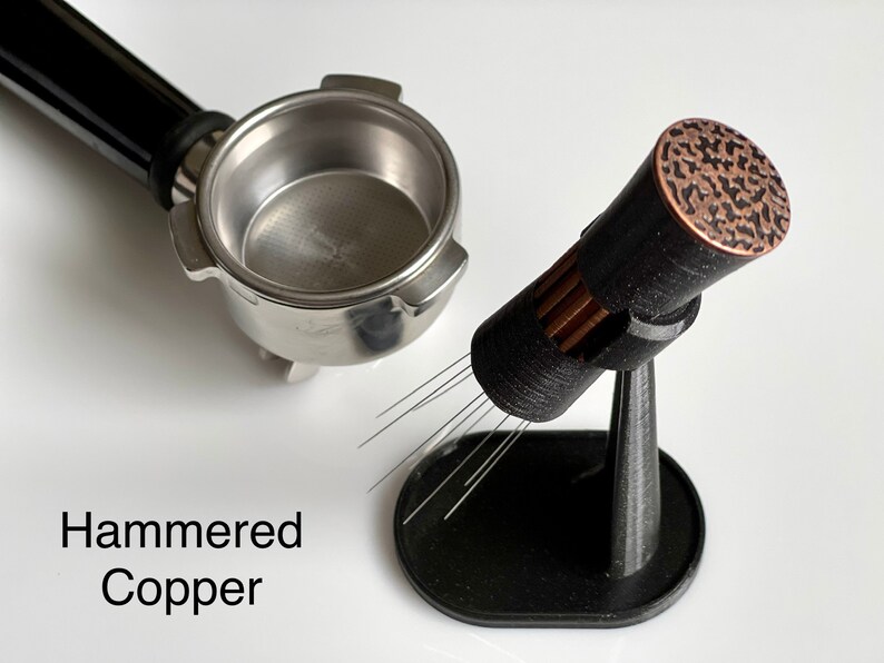 WDT Tool Espresso Distribution Tool Copper, Nickel, or Special Edition Stone White Brass Finishes Hammered Copper