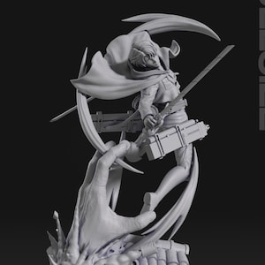 Levi Ackerman Figur – Attack on Titan | 3D-gedrucktes Resin (bemalbar) | AoT Fan-Art | Inoffizielle Sammlerstatue | Diorama