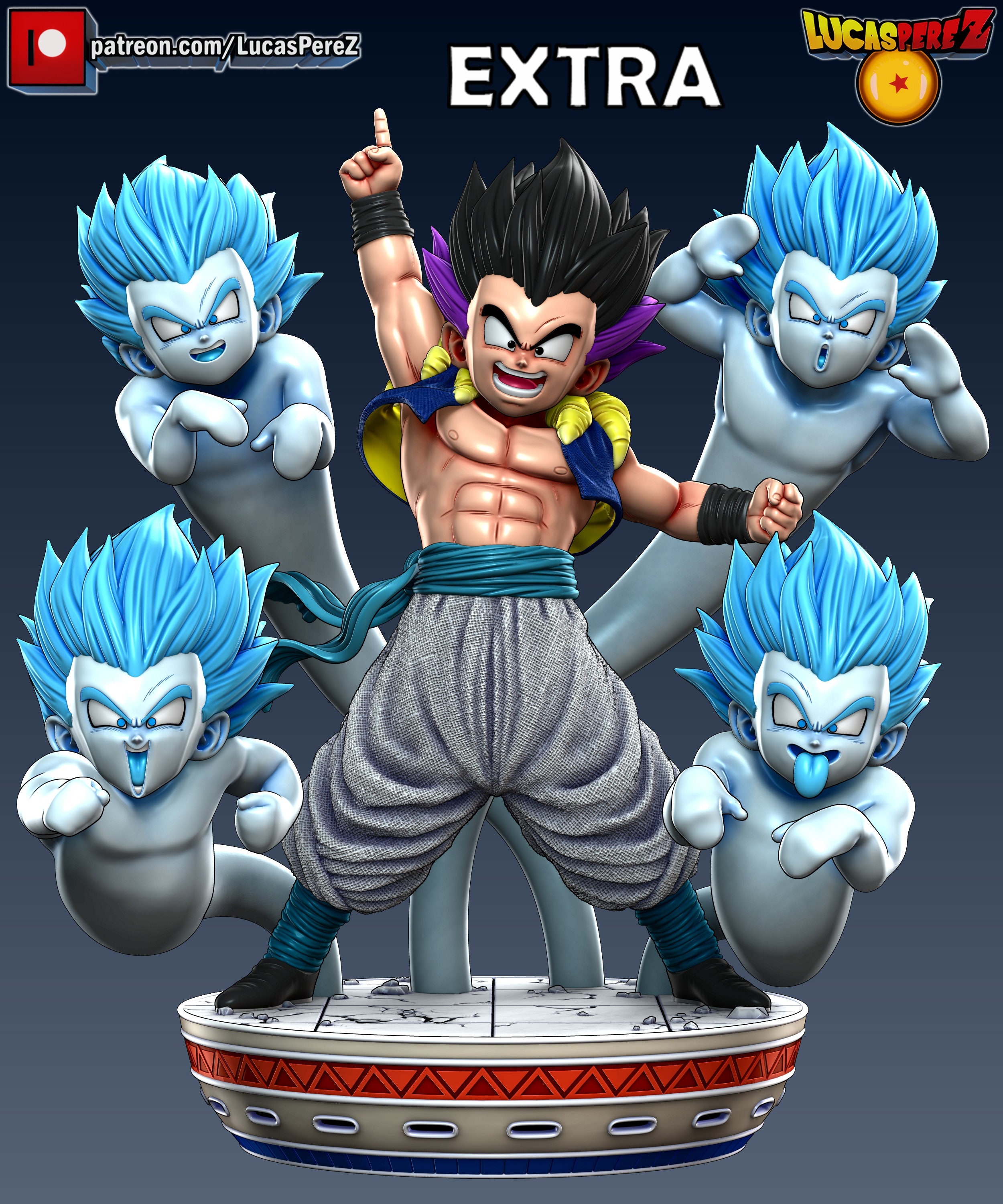 Gotenks Diorama - Phantom Attack - Dragon Ball Z | 3D Printed