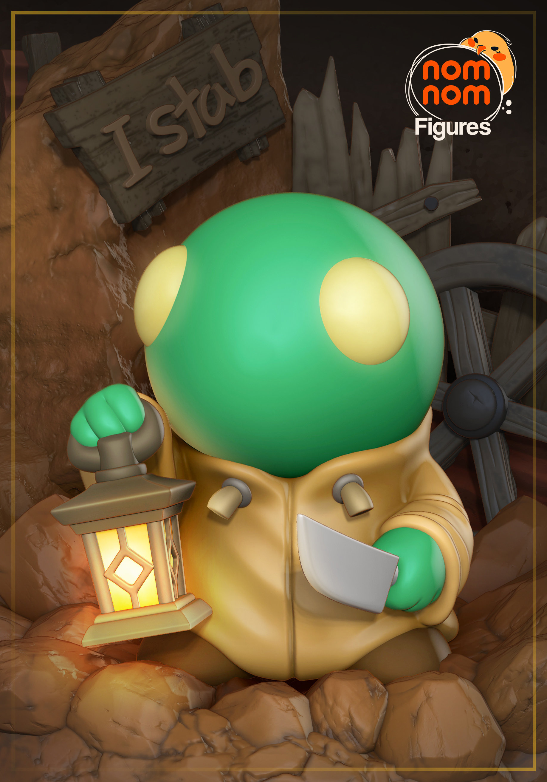 Chibi Tonberry figurine from Final Fantasy - (Nomnom Figures), 69mm, unpainted unassembled 3D print kit / fanart / handmade / FF8