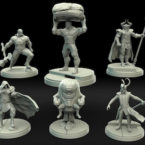 Figurines Résine Marvel Style au Choix | Miniature Tabletop Jeu de Plateau À Peindre | Colossus, Dr Doom, Loki, MODOK, Odin et Thor