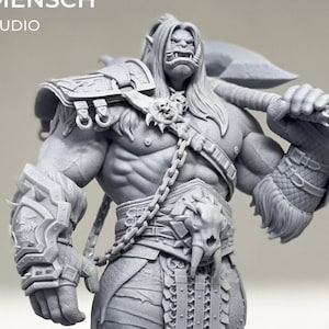 Grommash Hellscream-figur – WoW | Detaljerad 3D-tryckt harts | World of Warcraft-fankonst | Inofficiell samlarstaty