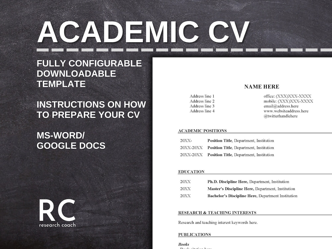Assignment Cv Academic CV Template & Instructions (curriculum Vitae/resume/vita - Lab ...