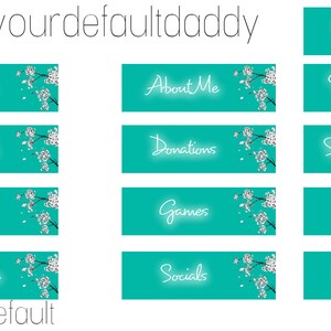Teal Flower Twitch Panels - Set of 13