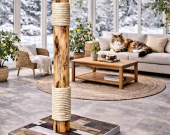 Tiragraffi in legno massello di castagno - Albero per gatti moderno - Base di alta qualità