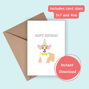 Corgi Multicolor Birthday card | Digital Download | Greeting Card | Printable