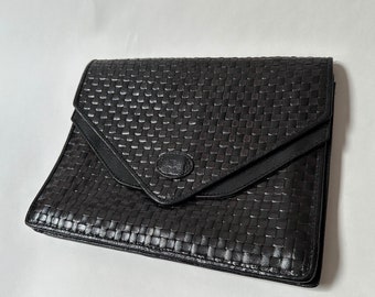 Vintage woven black and brown Fendi flap purse