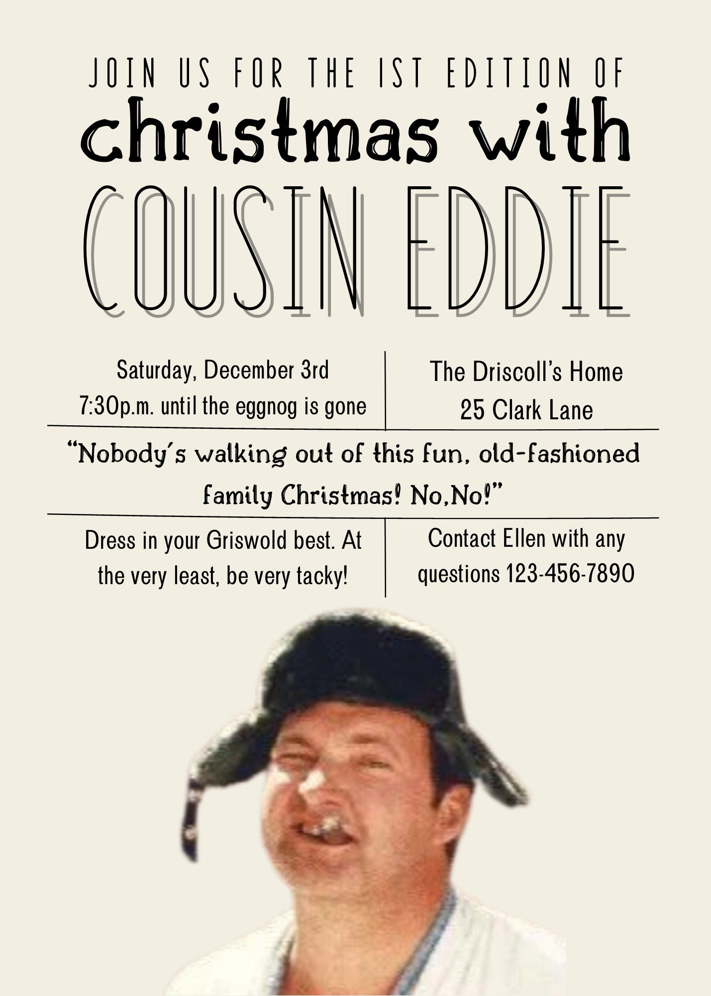 Customizable cousin Eddie Invitation FREE RUSH AVAILABLE - Etsy