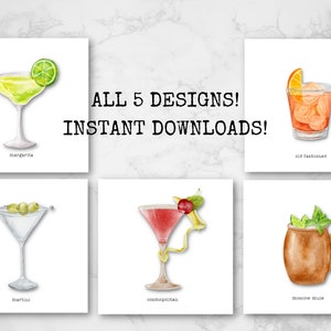 Cartes de notes pour boissons - 5 modèles uniques ! Téléchargements immédiats !