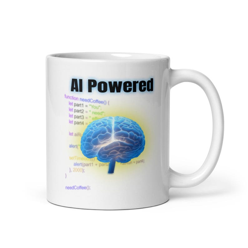 AI Powered Coffee Mug, Funny Programmer Coding Gift image 1