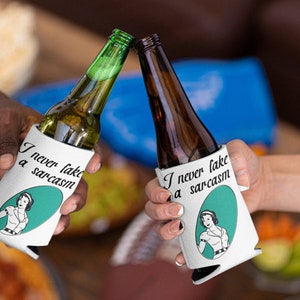 I NEVER fake a sarcasm Can / bottle Koozie, funny can koozie, stocking stuffer, sarcastic can cooler, handcrafted gifts, beer huggies
