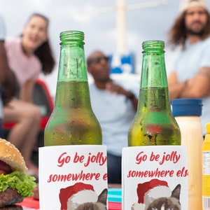 Go be jolly somewhere else Can / bottle Koozie, funny can koozie, stocking stuffer, sarcastic can cooler, handcrafted gifts, beer huggies
