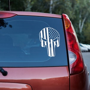 US Flag Skull Vinyl decal, punisher skull decal, patriotic decal car, truck decals, Free Shipping, decal for truck, vehicle decals,