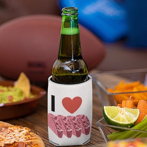 I LOVE pink tacos Can / bottle Coozie,,funny can koozie, stocking stuffer, sarcastic can cooler, handcrafted gifts, beer huggies, can sleeve