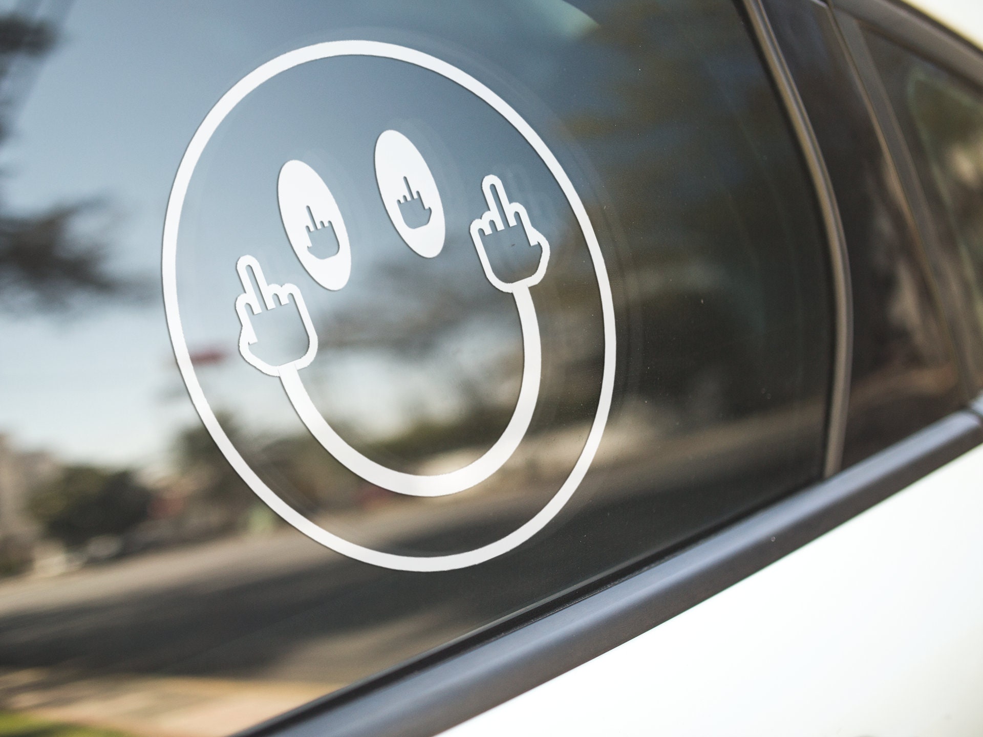Smiley Face- Vinyl Sticker - Funny Sticker, Car Décor, Car Accessory ...