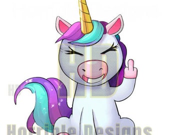 DIGITAL DOWNLOAD Happy Unicorn with middle finger up-, svg, eps, png, pdf,, sticker, sublimination, Dtf, DTG, T-Shirt, Mug, Hat, Coaster