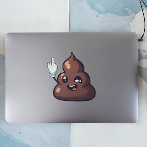 Hapy Happy - Pegatinas sin burbujas - Caca, Dedo medio, Pegatina divertida, Hecho a mano, Emoji, Buenos días, Idea de regalo, Regalo, Divertido, LOL, Hola