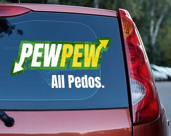 PewPew ALLE Pädophilen Vinyl-Aufkleber, Epstein, lustige Aufkleber für Erwachsene, Rettet die Kinder, Aufkleber für Laptops, Wasserflaschen, Fenster, Geschenkidee