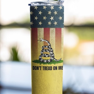 Don&#39;t tread on me faded flag skinny 20 ounce tumbler,gadsden,liberty,freedom,Merica,murica,USA Gift Decor,fast shipping, 2nd amendment