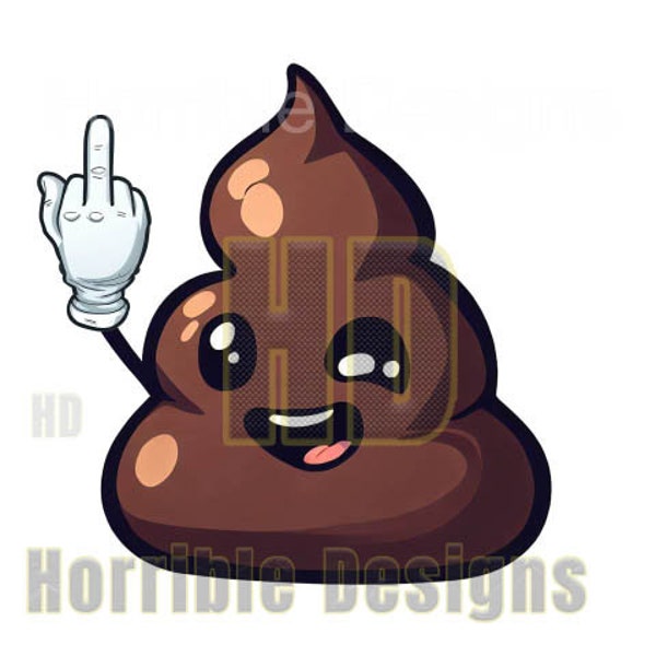 Smiling Poop Emoji with middle finger - Digital Download, svg, eps, png, pdf, funny