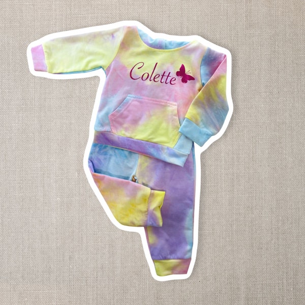 Personalisierte Baby Mädchen Krawatte Dye Langarm T-Shirt Tops Hose Set 2 Stück Herbst Winter Kleidung