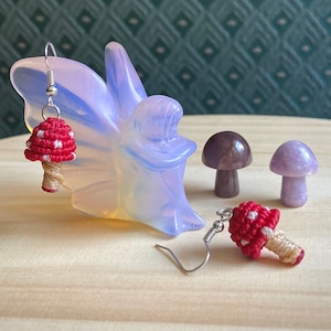 customizable macrame mushroom earrings many string colors available!