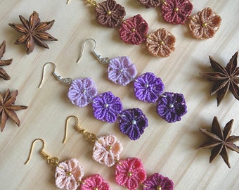 customizable macrame flower earrings / boho earrings / hippie accessories