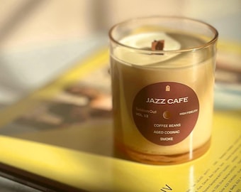 Espresso Martini Scented Candle | Soy and Coconut Wax with a Wooden Wick | Gourmand | Matching Playlist