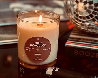 Rose & Labdanum Scented Candle | Soy-Coconut Wax Blend with Wood Wick | Floral / Amber | Matching Playlist
