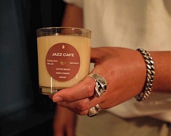 Espresso Martini Scented Candle | Soy-Coconut Wax with Wooden Wick | Gourmand | Matching Jazz House Playlist
