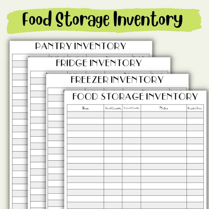 Food Storage Inventory Instant Download Etsy