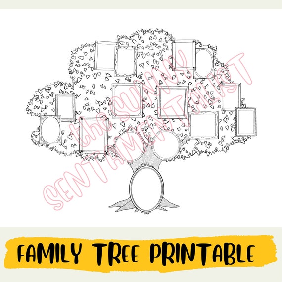 Family Tree Printable Instant Download Pedigree Chart for | Etsy