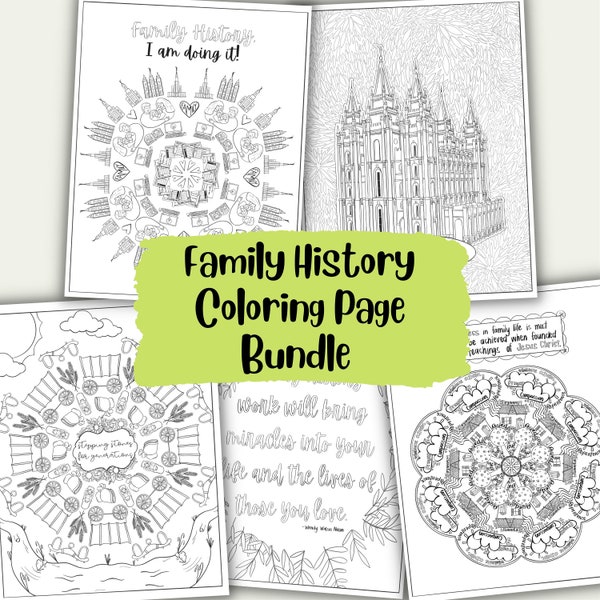 Family History Coloring Pages | Instant Download | Hand Illustrated Digital Download