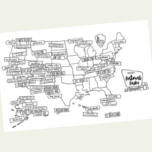 National Park Coloring Page | Instant Download | U.S. Travel Map - Etsy