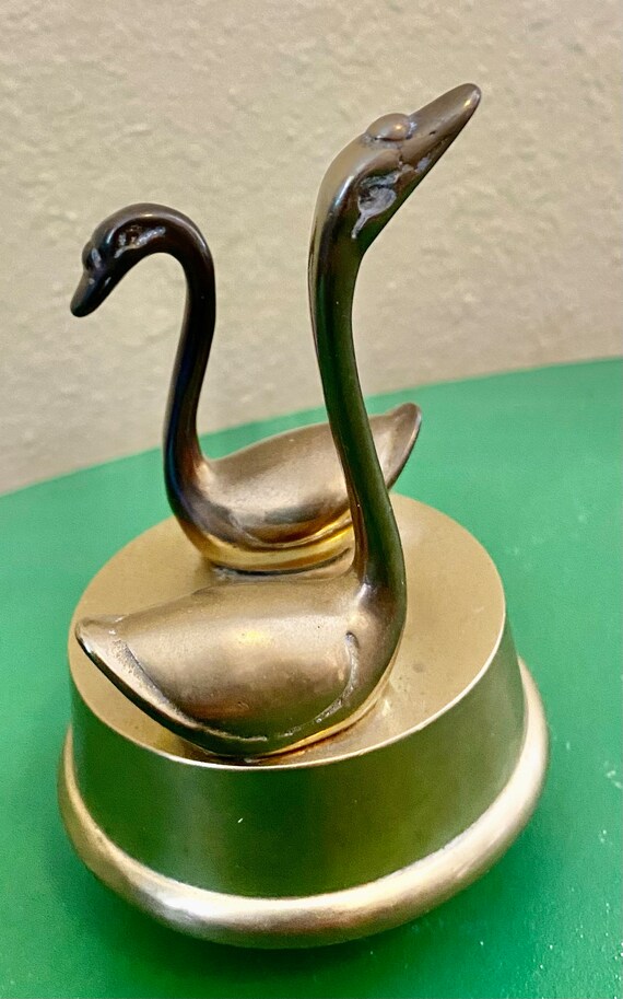 Vintage Brass Swan Music Box. Etsy