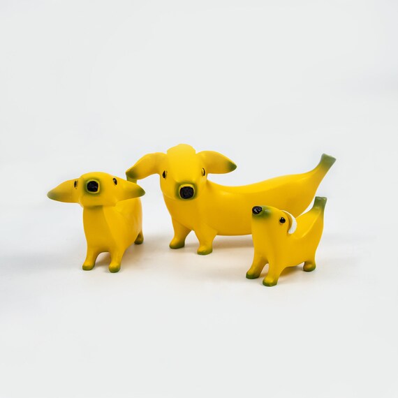 Resin Banana Puppy Yellow Banana Decor Cute Pet Dog Statue Etsy