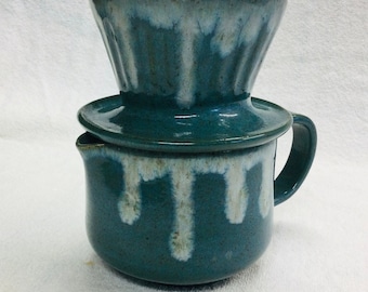 Coffee Pour Over set, personal coffee Service, Stoneware Tea pot, Mug Handmade