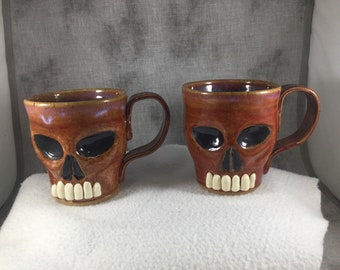 Skull Coffee-Tea Mugs, cups, dia de muertes cups, 12 oz., Sculpture Mugs