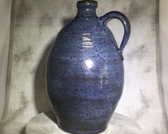 Southern Folk Art 58 oz. Blue Stoneware jug, cider jug, Whiskey jug, Moonshine jug