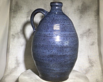 Southern Folk Art 58 oz. Blue Stoneware jug, cider jug, Whiskey jug, Moonshine jug