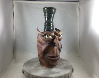 Southern Folk Art Face Jug, ugly jug, vase
