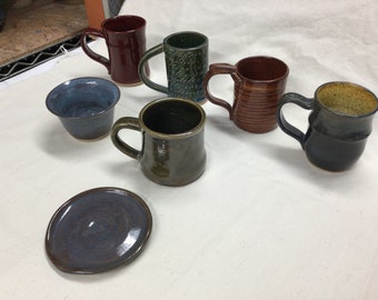 Southern Folk Art Pottery Grab Bag, Mugs, Small Bowl, Spoon Rest, bohemian Pottery, Pottery Sale Items Lot #2