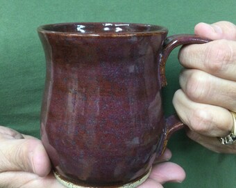 Coffee Mug, Tea Cup, Handmade Stoneware 12 oz., Berry Color Southern Folk Art