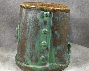 Coffee Mug, Cup, tea cup- mug, Green Patina Steampunk Metalic look, 12oz.