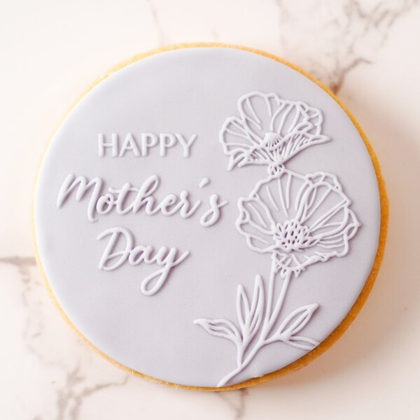 Happy Mother's Day with flowers - Acrylic Cookie Fondant Embosser