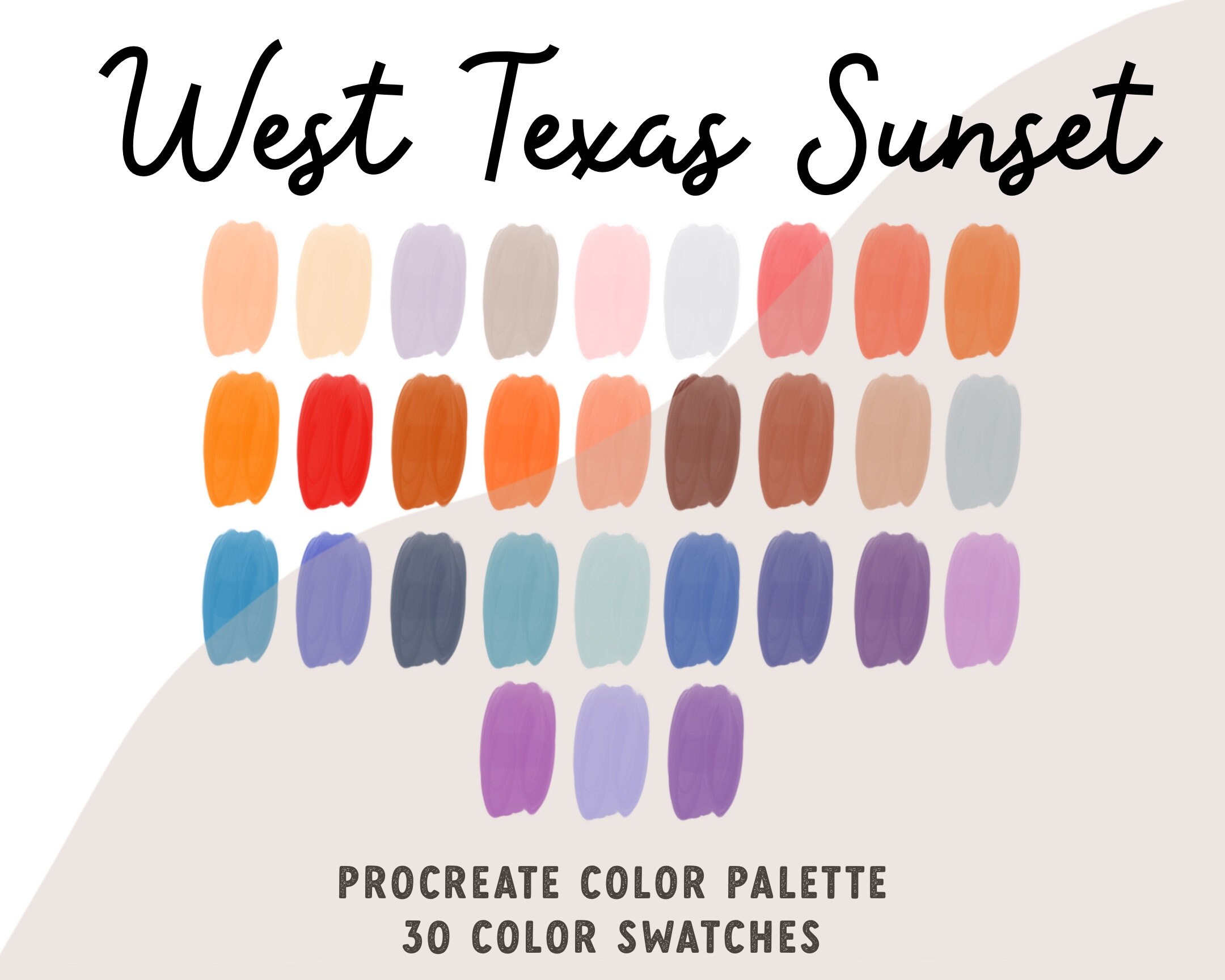 West Texas Sunset Procreate Color Palette, Vibrant and Pastel Colors - Etsy