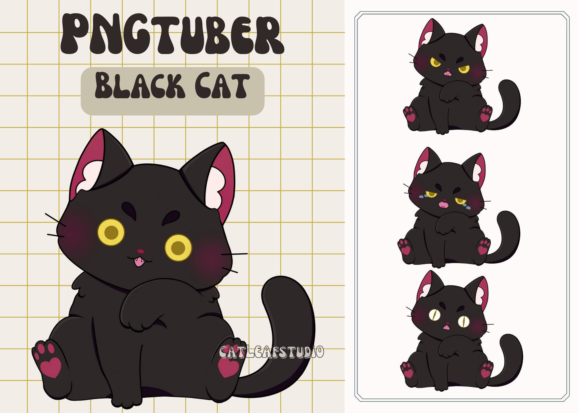 Pngtuber Model CAT'O'LANTERN Reactive Image (Instant Download) 