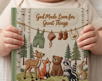 Personalized Christian Woodland Baby Book Custom Name Faith Nursery Storybook God’s Love Forest Adventure Gift for Baby Shower